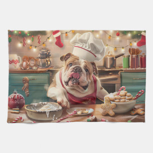 Engelse Bulldog Holiday Baking: Feestelijke Kerst Theedoek