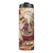 Engelse Bulldog Holiday Baking: Feestelijke Kerst Thermosbeker (Voorkant)