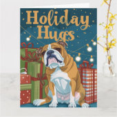 Engelse Bulldog Holiday Knuffels Lichten Kaart (Gele Bloem)