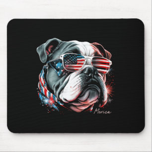 Engelse Bulldog Hond 4 juli Amerikaanse Vlag VS Muismat