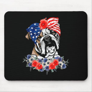 Engelse Bulldog Hond Amerikaanse Vlag Patriottisch Muismat