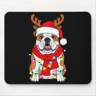 Engelse Bulldog Hond Boom Kerstverlichting Kerstmi Muismat
