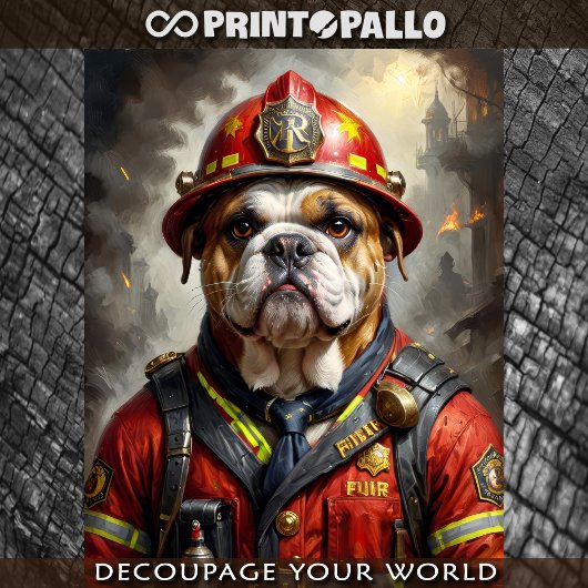Engelse Bulldog hond die optreedt als brandweerman Tissuepapier