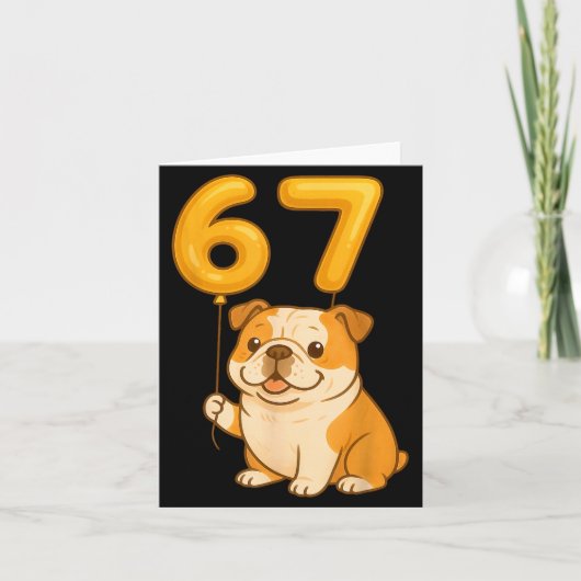 Engelse Bulldog Hond Grappig 67 Meme Zes Zeven Bal Kaart (Voorkant)