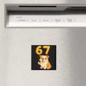 Engelse Bulldog Hond Grappig 67 Meme Zes Zeven Bal Magneet (Insitu (Vaatwasser))