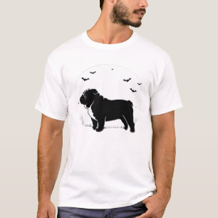 Engelse Bulldog Hond � Halloween Maan Silhouet Ov T-shirt