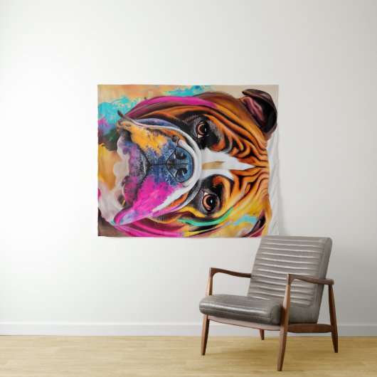 Engelse bulldog hond huisdier schattig Schattig di Wandkleed (In Situ (horizontaal))