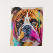 Engelse bulldog hond huisdier schattig Schattig di Wandkleed (Voorkant)