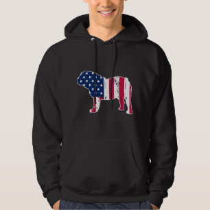 Engelse Bulldog Hond Liefhebbers Amerikaanse Vlag  Hoodie