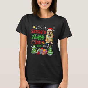 Engelse Bulldog Hond Op Sinterklaas Stoute Lijst K T-shirt