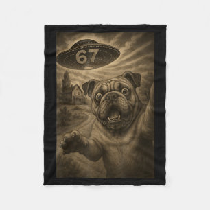 Engelse Bulldog Hond Selfie 67 Meme Zes Zeven Grap Fleece Deken