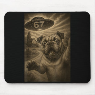 Engelse Bulldog Hond Selfie 67 Meme Zes Zeven Grap Muismat