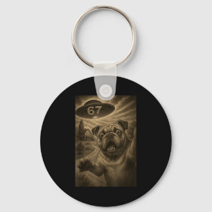 Engelse Bulldog Hond Selfie 67 Meme Zes Zeven Grap Sleutelhanger