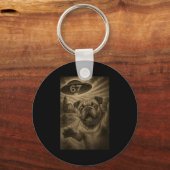 Engelse Bulldog Hond Selfie 67 Meme Zes Zeven Grap Sleutelhanger (Voorkant)