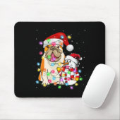 Engelse Bulldog hond sneeuwman Santa Hat Lights Muismat (Met muis)