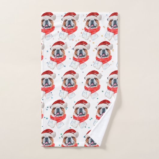 Engelse Bulldog Hondenras Kerstmis Handdoek (Handdoek)