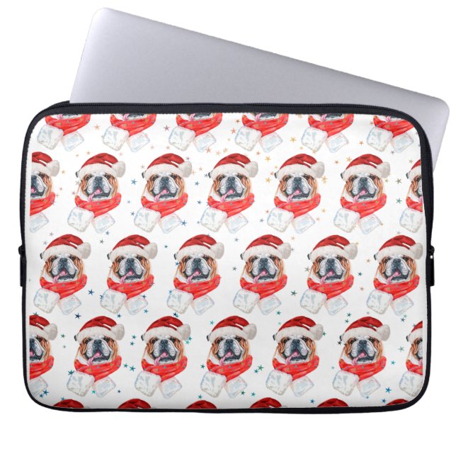 Engelse Bulldog Hondenras Kerstmis Laptop Sleeve (Voorkant)