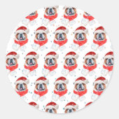 Engelse Bulldog Hondenras Kerstmis Ronde Sticker (Voorkant)