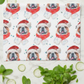 Engelse Bulldog Hondenras Kerstmis Theedoek (Gevouwen)