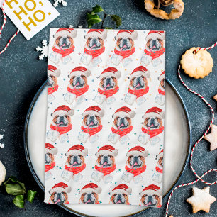 Engelse Bulldog Hondenras Kerstmis Theedoek
