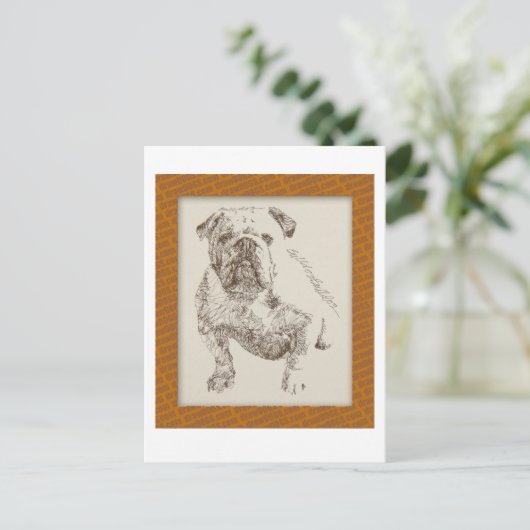 Engelse Bulldog-hondkunst uit woorden Briefkaart (Staand voorkant)