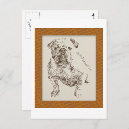 Engelse Bulldog-hondkunst uit woorden Briefkaart (Voorkant / Achterkant)