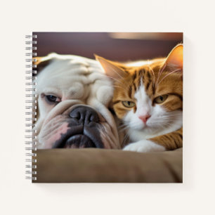 Engelse bulldog huisdier schoonheid warme knuffel  notitieboek