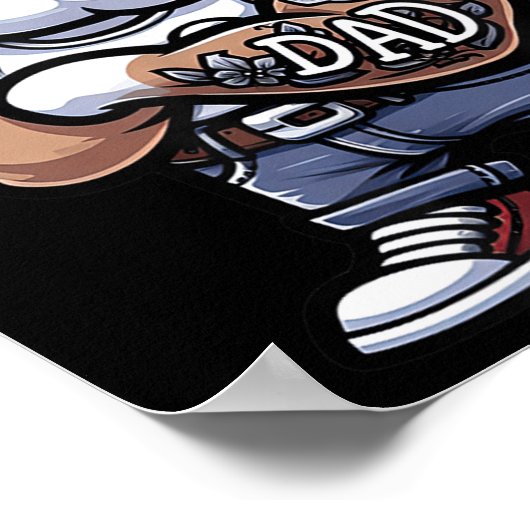 Engelse Bulldog I Love Dad Funny Dog Tattoo Poster (Hoek)