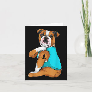 Engelse Bulldog I Love Dad Tattoo Apparel, Dog Dad Kaart
