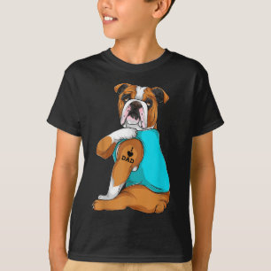 Engelse Bulldog I Love Dad Tattoo Apparel, Dog Dad T-shirt
