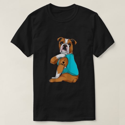 Engelse Bulldog I Love Dad Tattoo Apparel Dog Dad T-shirt (Design voorkant)