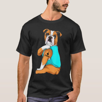 Engelse Bulldog I Love Dad Tattoo Apparel Dog Dad T-shirt