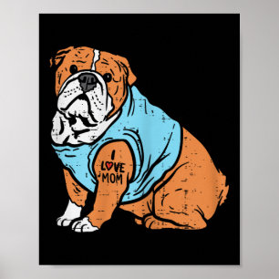 Engelse Bulldog I Love Mom Tattoo Hondenliefhebber Poster