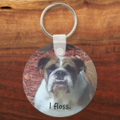 Engelse Bulldog - Ik floss. Sleutelhanger (Voorkant)
