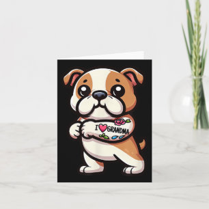 Engelse Bulldog Ik hou van oma Funny Dog Tattoo Kaart
