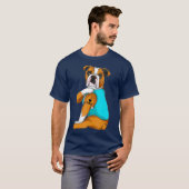 Engelse bulldog Ik hou van papa Tattoo kleding hon T-shirt (Voorkant volledig)
