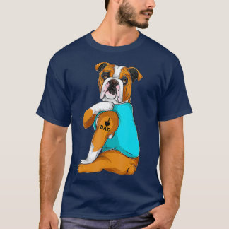 Engelse bulldog Ik hou van papa Tattoo kleding hon T-shirt
