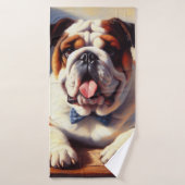  Engelse Bulldog Illustratie Badhanddoek (Badhanddoek)