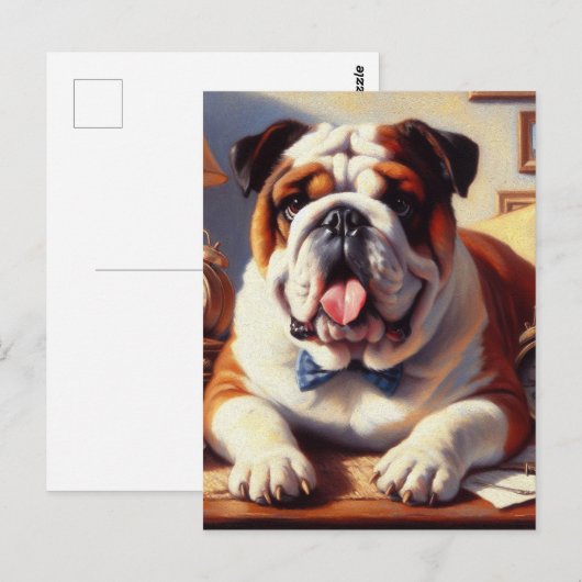  Engelse Bulldog Illustratie Briefkaart (Voorkant / Achterkant)