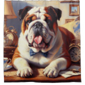 Engelse Bulldog Illustratie Douchegordijn (Voorkant)