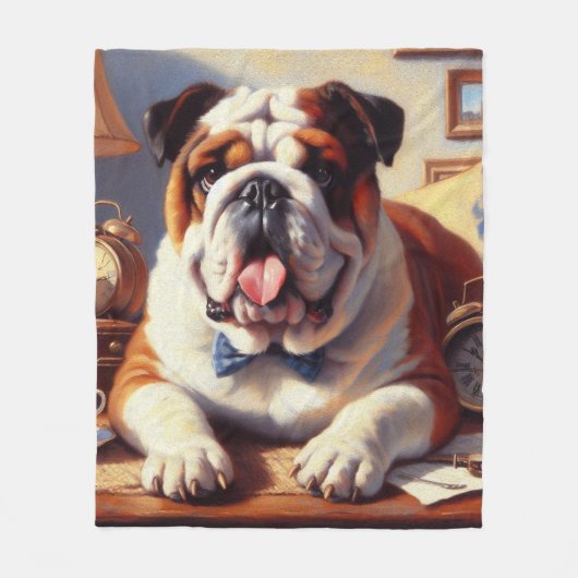  Engelse Bulldog Illustratie Fleece Deken (Voorkant)