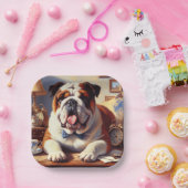 Engelse Bulldog Illustratie Papieren Bordje (Feest)