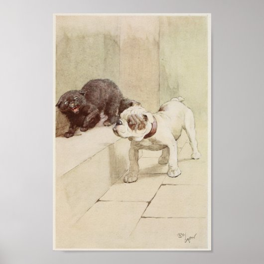  Engelse Bulldog Illustratie Poster (Voorkant)