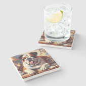  Engelse Bulldog Illustratie Stenen Onderzetter (Zijkant)