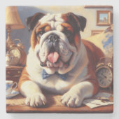 Engelse Bulldog Illustratie Stenen Onderzetter (Voorkant)
