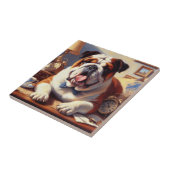  Engelse Bulldog Illustratie Tegeltje (Zijkant)