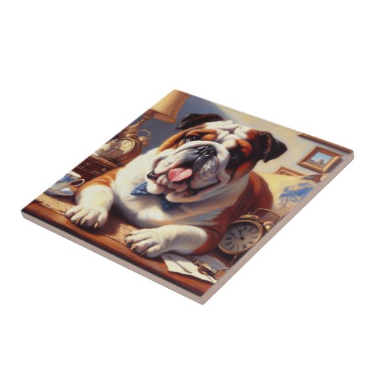  Engelse Bulldog Illustratie Tegeltje (Zijkant)