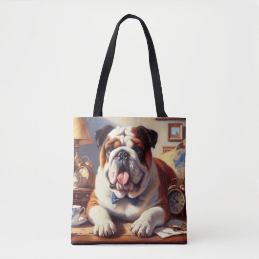 Engelse Bulldog Illustratie Tote Bag (Voorkant)