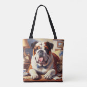 Engelse Bulldog Illustratie Tote Bag (Achterkant)