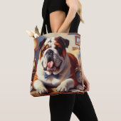 Engelse Bulldog Illustratie Tote Bag (Dichtbij)